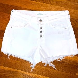 Old Navy white mid-rise denim shorts
